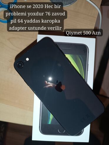 iphone se qiymet: IPhone SE 2020, 64 GB, Qara, Zəmanət, Barmaq izi, Sənədlərlə
