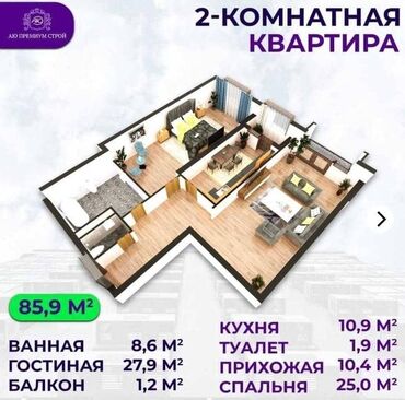 Продажа квартир: 2 комнаты, 86 м², Элитка, 5 этаж