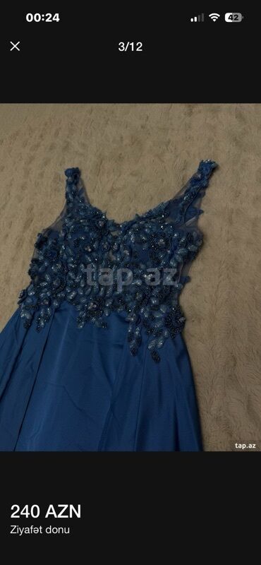 Ziyafət donları: Ziyafət donu – 240 AZN - Rəng: mavi - Model: uzun, A-kesim ətəkli — 3