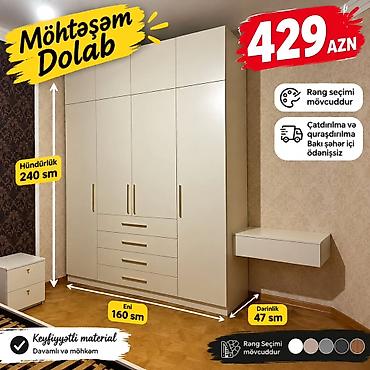 Yeni, 4 qapılı, Siyirməli, Rəngli, Açılan, Düz dolab