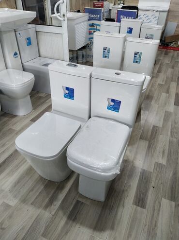 hamam seti: Ağ rəngli keramika tualet qabı. Bu tualet qabları müasir və klassik