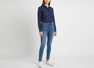 koszula damska w geometryczne wzory: Easy Wear, Women`s shirt, size 2XL