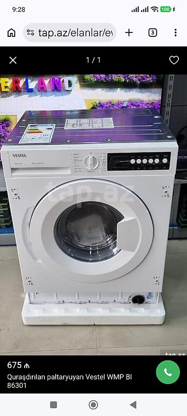 Paltaryuyan maşın Vestel, 8 kq, Yeni, Avtomat, Qurutmasız, Kredit yoxdur, Ödənişli çatdırılma