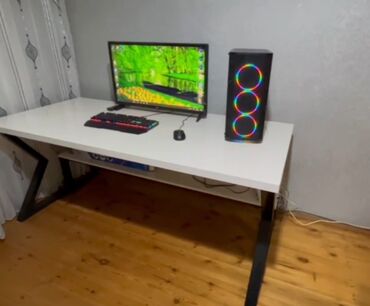 Sifarişlə kompyuter masaları: Düz masa, Polkalı, Siyirməsiz, Metal — 11