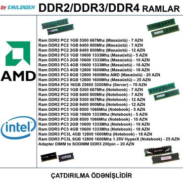 ram dd3 2gb: Operativ yaddaş (RAM) Kingston, 2 GB, < 1333 Mhz, DDR2, PC üçün