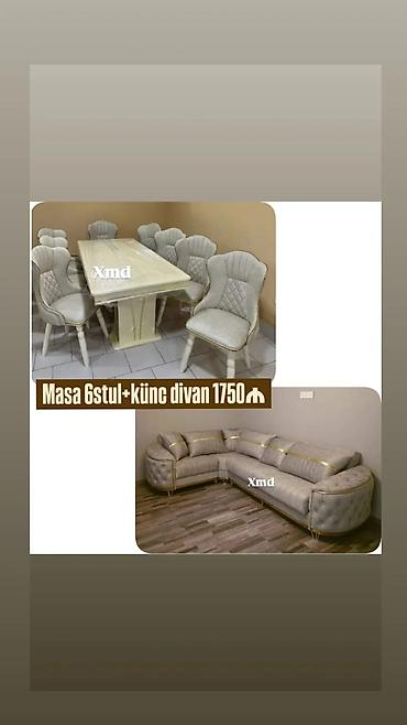 Qonaq və yemək otağı üçün zərif mebel dəsti təqdim olunur: 6 stullu