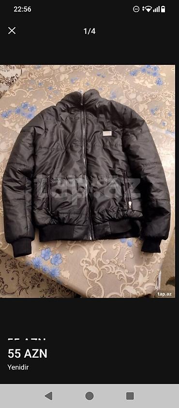 ev geyimler: Qara kişi qış gödəkçəsi - Model: qısa, idman üslubunda puff/parka — 2