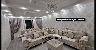 Klassik üslubda tam dəst yumşaq mebel və qonaq otağı aksesuarları. -