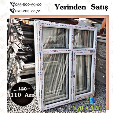 sumqayit qapi zavodu: Plastik pəncərələr, 120x140 sm, Yeni, Ödənişli quraşdırma