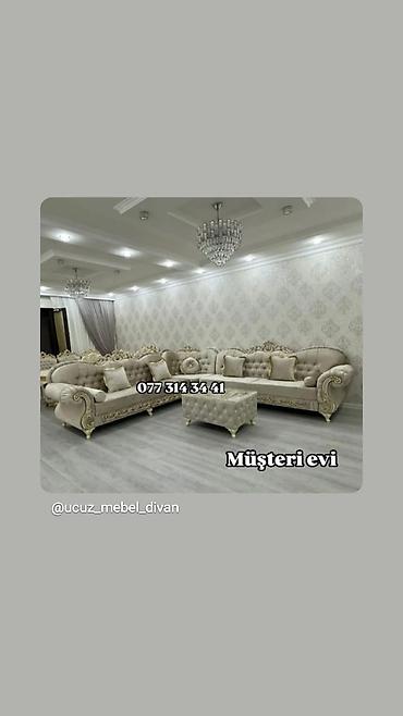 divan klasik: Klassik üslubda yumşaq mebel dəsti - Dəst tərkibi: künc divan (L — 2