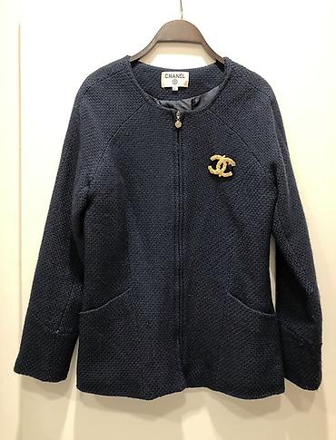 chanel пиджак: Жакет CHANEL, темно‑синий твид. - Фактура: плотный твид с выраженным — 1