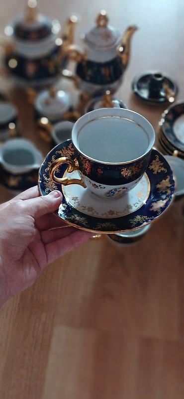 çay dəsti: Çay dəsti, rəng - Göy, Farfor, 6 nəfərlik, Çexiya — 4