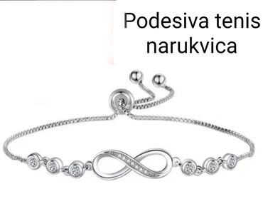 srebrne mindjuse sa cirkonima: Podesiva narukvica, Materijal: Cirkon