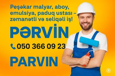Digər tikinti xidmətləri: Peşəkar malyar xidmətləri təklif olunur. Aboy, emulsiya və paduq
