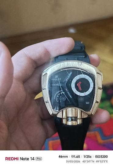 kol saati: Hublot tərzində unikal dizaynlı qol saatı işləmir - Korpus: qızılı — 5