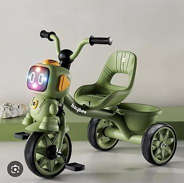 usag velosipedi: Robot dizaynlı uşaq üçtəkərli velosipedi - Rəng: zeytun-yaşıl - Ön — 2
