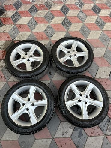 купить бу шины в бишкеке: Колеса в сборе 195 / 55 / R 15, Лето, Комплект, Легковые, Литые, отверстий - 4
