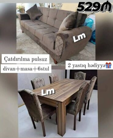 qonaq desti mebel: Divan+ Masa dəsti Sifarişlə hazırlanır. Dəst şəkildə : 529₼ Divan