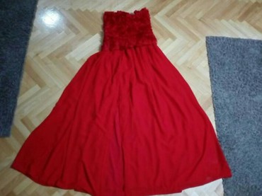 crvena plišana haljina: L (EU 40), bоја - Crvena, Večernji, maturski, Top (bez rukava)
