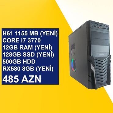 i̇pad mini 6: Sistem Bloku "Qori DDR3 H61 1155 Core i7 3770 RX580 8GB" ⭐Tək Sistem
