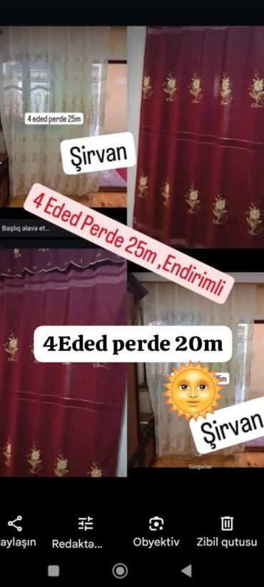 Pərdə və tüllər: Pərdə, rəng - Qırmızı
