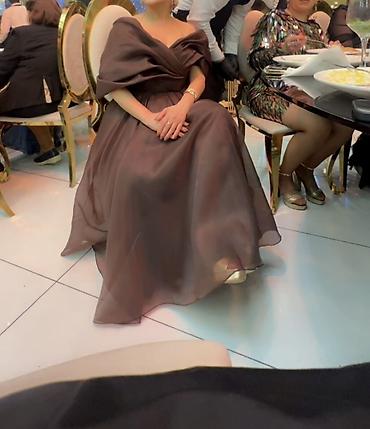 nişan şokoladı: Şokolad rəngində zərif ziyafət geyimi - Model: Uzun, tam ətəkli — 2