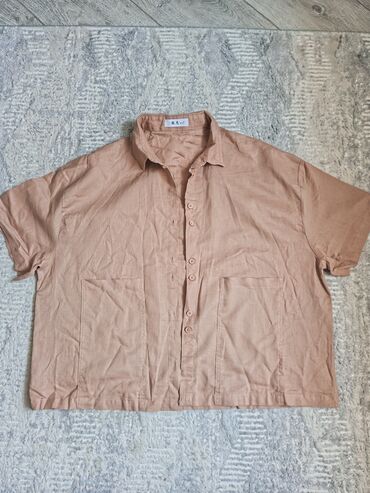 женские летние рубашки: Рубашка 4XL (EU 48), цвет - Коричневый