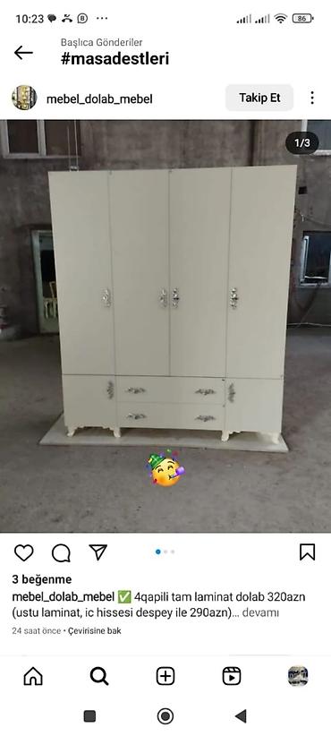 dolab mebel: Dolab yeni qarderob paltar dolabı güzgüsüz siyirməli — 1