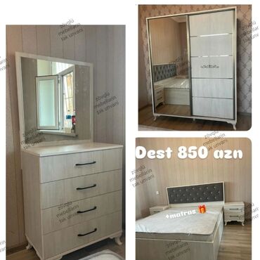 Yataq otağı dəstləri: 2 təknəfərlik çarpayı, Dolab, Tumba, 2 tumba, Azərbaycan, Yeni — 27