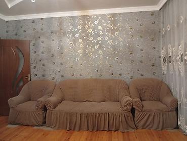 divan olcusu: Üçlü mebel dəsti – 1 divan + 2 kreslo - Rəng: qəhvəyi (bej — 1