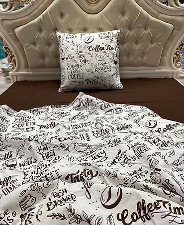 Комплекты постельного белья: Комплект постельного белья с принтом клетку, выполненный в синих и — 35