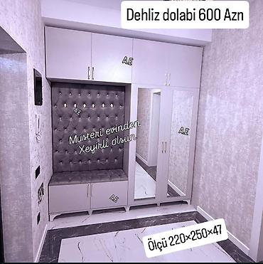Dehliz dolabı – 600 AZN - Ölçü: 220 × 250 × 47 sm - Material: açıq