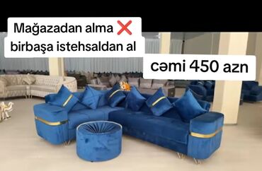 диван и 2 кресла мягкая мебель: Künc divan, Yeni, Açılmayan, Bazasız, Parça, Şəhərdaxili pulsuz çatdırılma