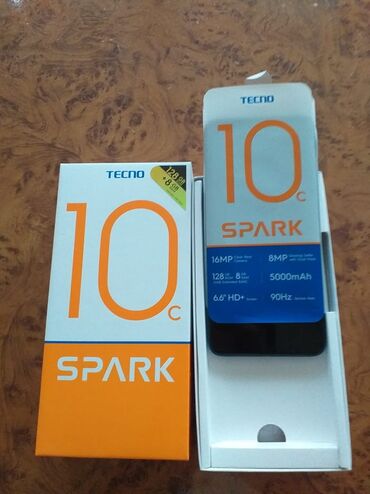 telefon kabroları: Tecno Spark 10C, 128 ГБ, цвет - Синий, Отпечаток пальца