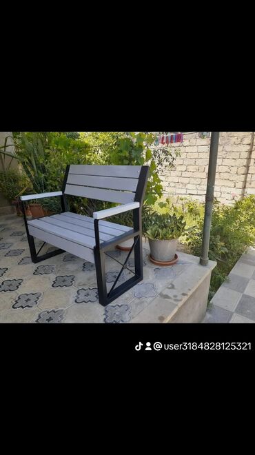 Skameykalar, lavoçkalar: Metall karkaslı skamya - Dizayn: Düz xəttli, arxalıqsız, 4 taxtalı — 26