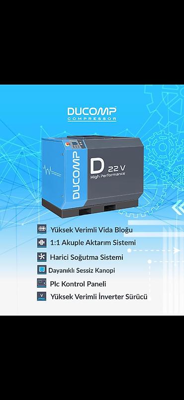 potere generator: Ducomp Firmasına məxsus 22 KW Vintavoy (vidalı) kompressorlar. Hər — 2