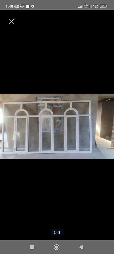 dekor isiq: PVC (aluminium pəncərə vitraj dəsti - Material: ağ PVC profil, şüşəli — 2