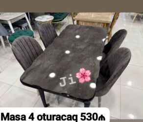 балыкчы кирпич завод: Mətbəx üçün, Yeni, Açılan, Dördbucaq masa, 4 stul