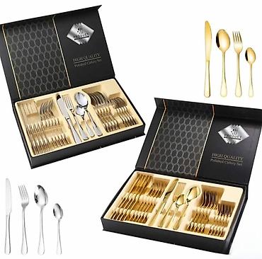 tchibo srbija: Elegantan set pribora za jelo – 24 komada u silver i gold varijanti — 2