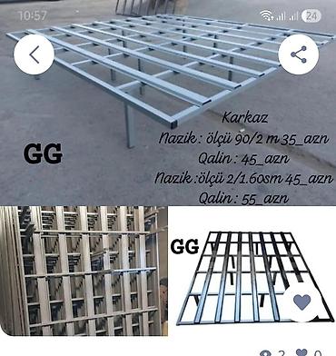 Dəmir çarpayı karkası - Material: möhkəm metal profillərdən yığma