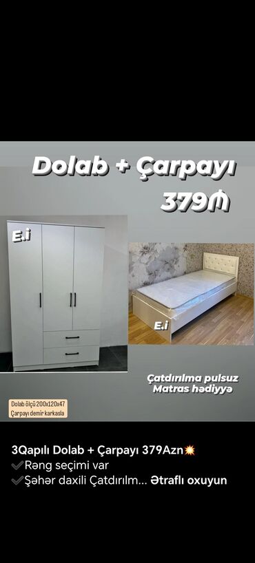 Yataq otağı dəstləri: 2 təknəfərlik çarpayı, Dolab, Yeni — 7