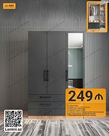 Dolablar: Məhsulun kodu: 5415 Üç qapılı dolab. Qapılardan biri güzgülüdür. Alt — 1