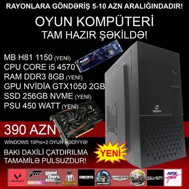 Masaüstü kompüterlər və iş stansiyaları: Oyun üçün Kompüter "Legion Core i5 4570 GTX1050 2GB 256GB NVME” ⭐Tək — 1