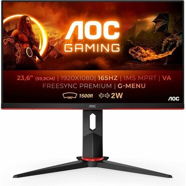 kompüterlər 2 ci əl: AOC C24G2AE 23.6-inch 165Hz FHD Curved Gaming Monitor tezedir tek
