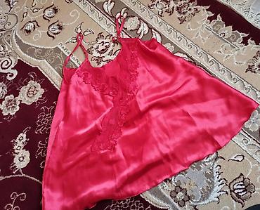 Женская одежда: Qırmızı atlas qadın pijama dəsti - Material: parıltılı atlas/saten — 10