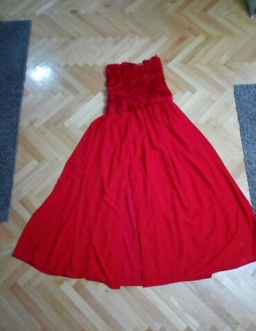 crvene haljine za maturu: L (EU 40), bоја - Crvena, Večernji, maturski, Top (bez rukava)