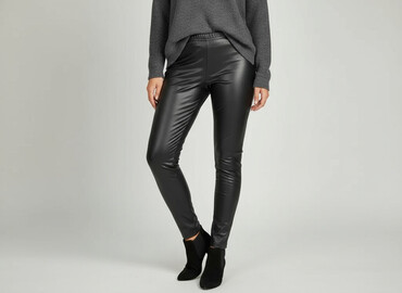 rajstopy do krótkich spodenek: Leggings Eco-leather for women, size 5XL (EU 50)