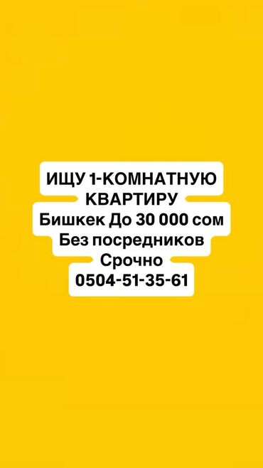 продаю или меняю с доплатой мне: Запрос на аренду: требуется 1‑комнатная квартира в городе Бишкек