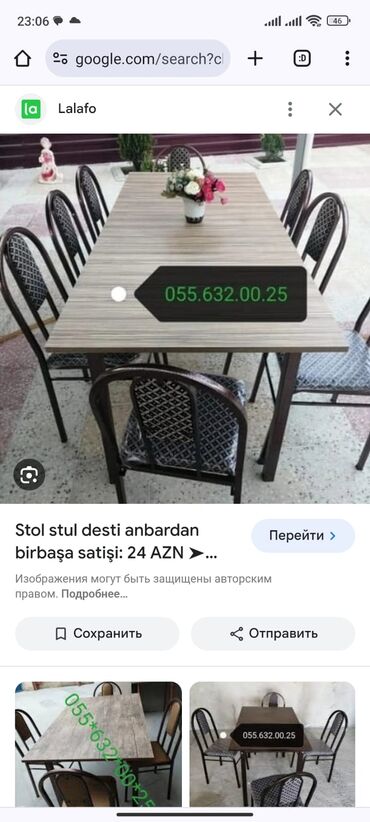 Bağ, çöl masa və oturacaq dəstləri: Yeni, Kvadrat masa, Açılmayan, Stullar ilə, Azərbaycan — 7