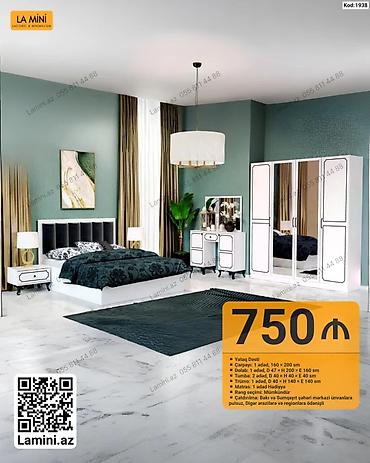 set mebel: LA MİNİ – Yataq Dəsti (Kod: 1938) Tərkibi: - Çarpayı: 1 ədəd, 160 × — 1